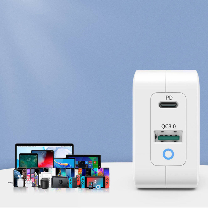 Choetech schnell ladergerät GaN USB Typ C PD USB-A QC3.0 65W 3.25A weiß (PD8002)