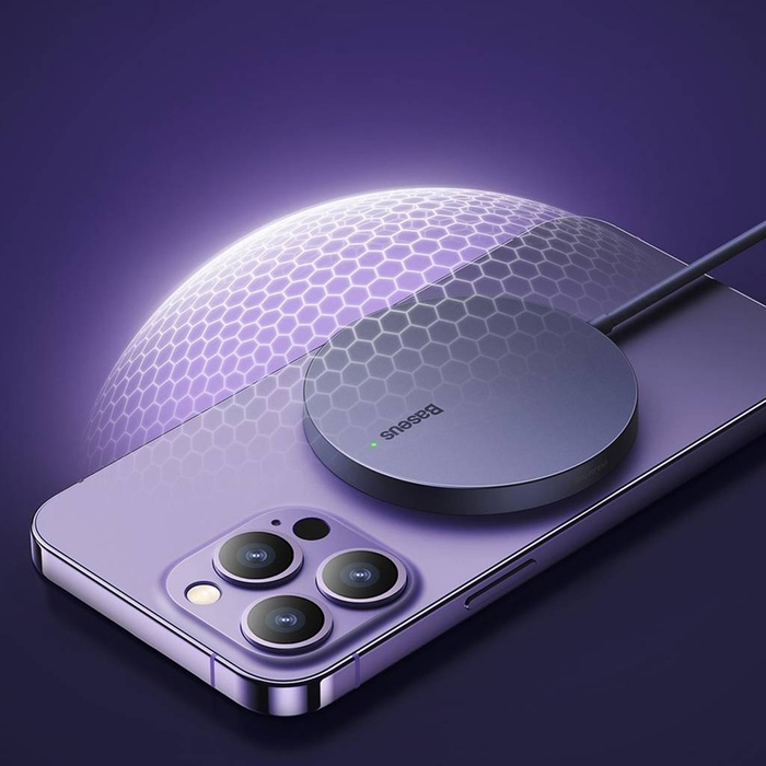 Cargador magnético Baseus Simple Mini3 MagSafe Qi 15W morado