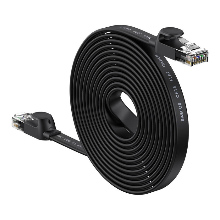 Baseus Speed Six kabel síťový plochý RJ45 1000Mbps 15m černý (WKJS000301)