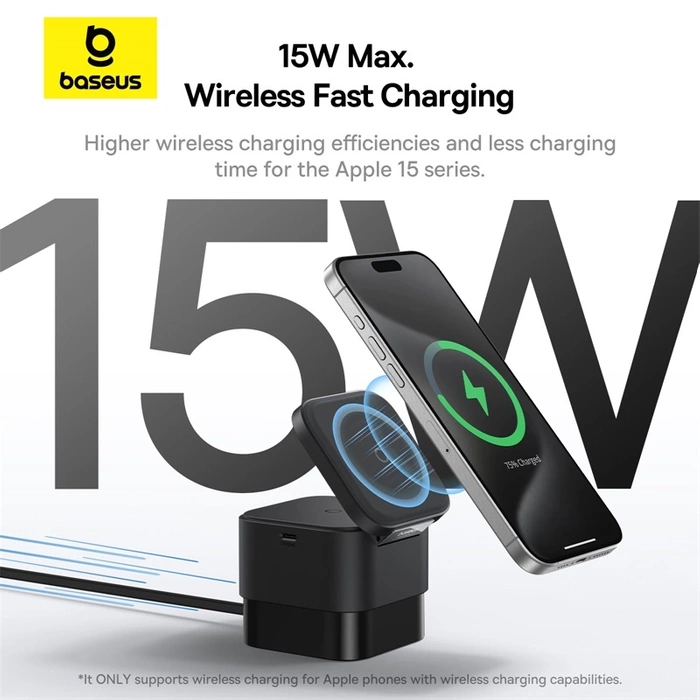 Chargeur sans fil Baseus BS-W531 MagSafe / Qi USB-C 20W - noir