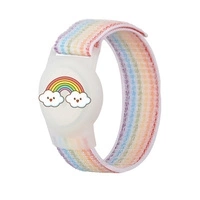 AirTag-Hülle mit Riemen für Kinder-Nylonarmband – mit regenbogenfarbenem Riemen