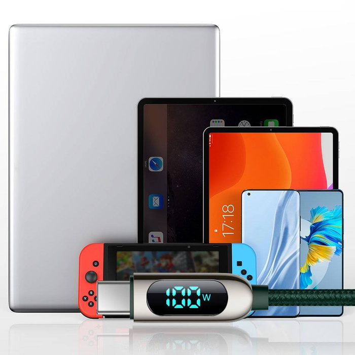 Baseus USB Type C - Câble USB Type C 100 W (20 V / 5 A) 1 m Power Delivery avec wattmètre à écran d&#39;affichage blanc (CATSK-B06)
