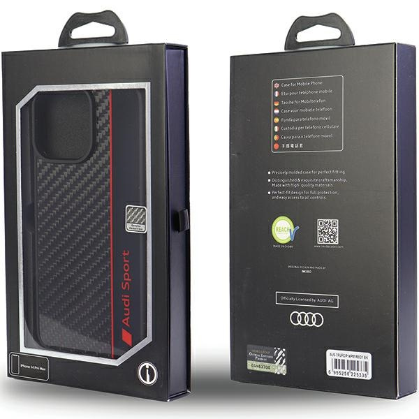 Audi Carbon Fiber Stripe iPhone 14 ProMax 6.7" czarny/black hardcase AUS-TPUPCIP14PM-R8/D1-BK