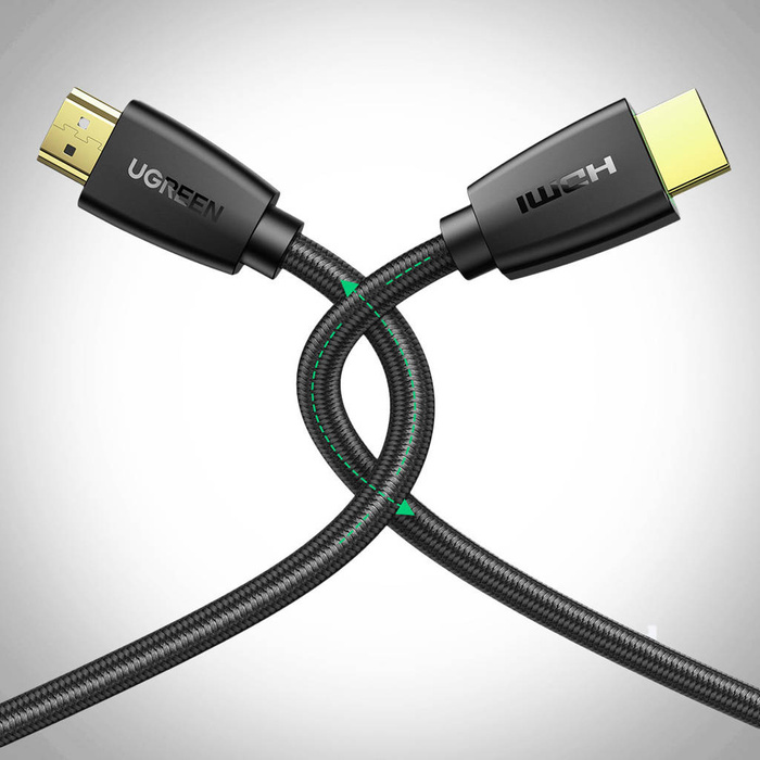Ugreen Strong Cable HDMI 2.0 Nylon geflochtenes Kabel 4K 60 Hz 3D 18 Gbps HDR ARC Ethernet (HEC) 48 Bit 1,5 m Schwarz (HD118 40409)
