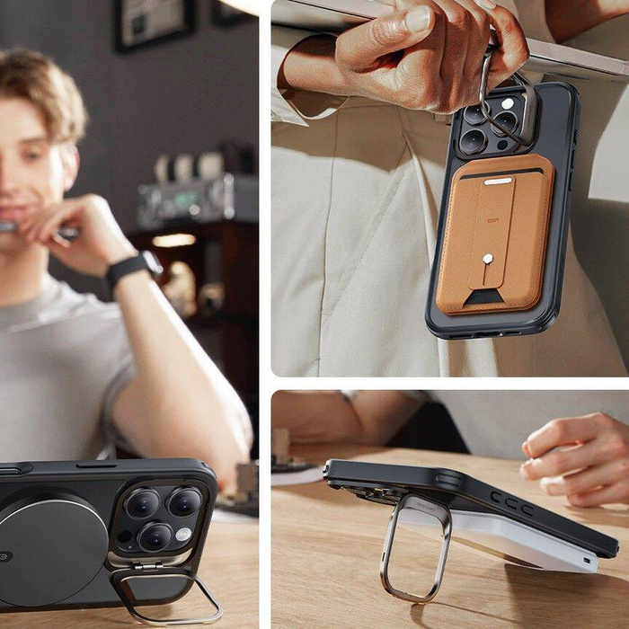Etui Esr Classic Hybrid Kickstand Halolock Magsafe & Tempered Glass iPhone 16 Pro Max Frosted Black