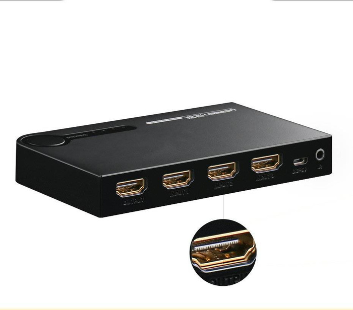Ugreen přepínač rozdělovač rozdělovač HDMI - 3x HDMI 3D 4K 7,5 Gbps 36 bit na kanál černá (40234)
