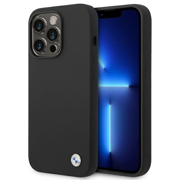 Hülle BMW iPhone 14 Pro Max 6.7" schwarz/schwarz Silikon Metall Logo