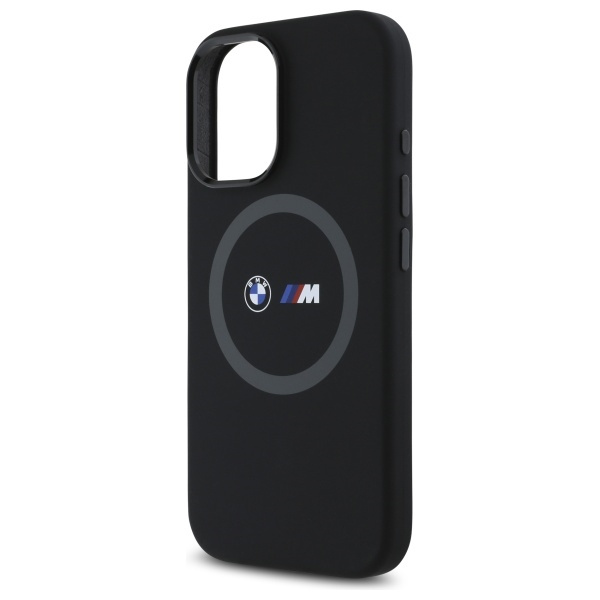 Funda BMW iPhone 16 negro/negro durocase M Silicone Printed Ring MagSafe