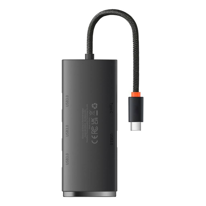 Baseus 4portový adaptér HUB řady Lite (Type-C na USB 3.0*4) 25 cm černý