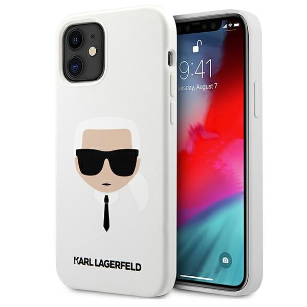 Pouzdro KARL LAGERFELD Apple iPhone 12 Mini Silicone Karl`s Head White Hardcase
