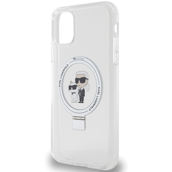 Cover Karl Lagerfeld KLHMN61HMRSKCH iPhone 11 / Xr 6.1" bianco/bianco durocase Supporto ad anello Karl&amp;Choupettte MagSafe Case