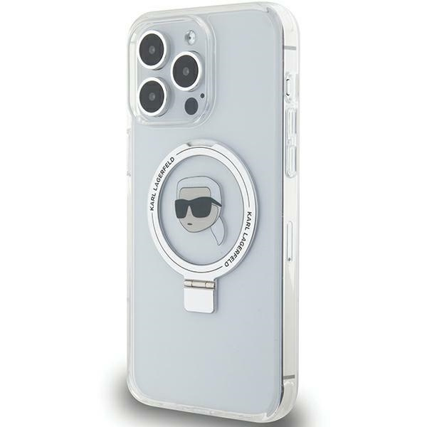 Cover Karl Lagerfeld KLHMP15XHMRSKHH iPhone 15 Pro Max 6,7" bianco/bianco durocase Anello Stand Karl Head MagSafe Case