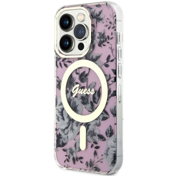Hülle Guess GUHMP14LHCFWSP iPhone 14 Pro 6.1" rosa/rosa hartcase Flower MagSafe Case