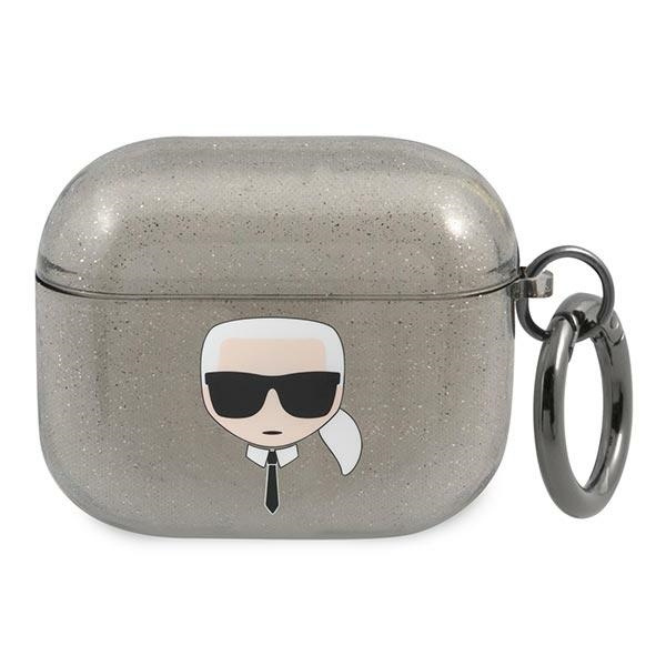 Cover KARL LAGERFELD Apple AirPods 3 Cover Glitter Karl's Head Black Case
