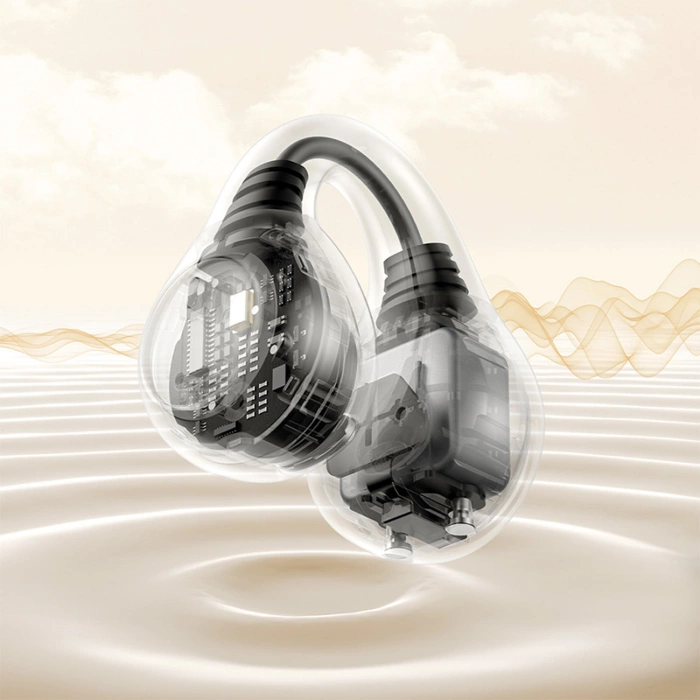 Słuchawki Baseus Bass 15 Clip OWS bezprzewodowe z kablem Baseus Simple USB-C 3A 30cm - białe