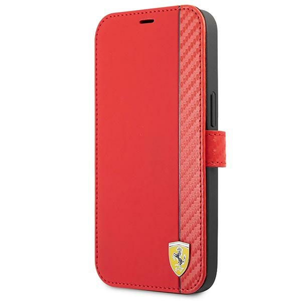 Case FERRARI Apple iPhone 13 Mini Book On Track Carbon Stripe Red Case