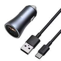 Baseus Golden Contactor Pro quick car charger USB Type C / USB 40 W Power Delivery 3.0 Quick Charge 4+ SCP FCP AFC + USB - USB Type C cable gray (TZCCJD-0G)