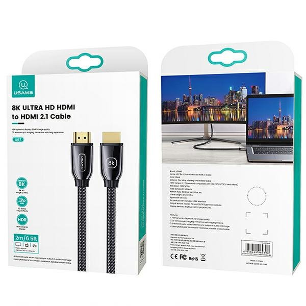 USAMS Câble HDMI - HDMI 2.1 U67 3m 8K noir/noir Ultra HD SJ498HD01 (US-SJ498)
