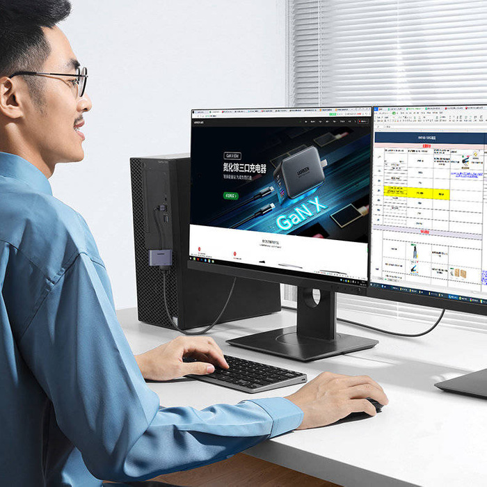 Ugreen USB converter adapter - HDMI 1.3 (1920 x 1080 @ 60Hz) + VGA 1.2 (1920 x 1080 @ 60Hz) gray (CM449)