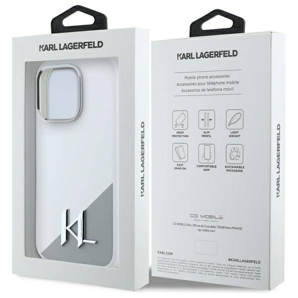 Etui Karl Lagerfeld iPhone 16 Pro 6.3" biały/white hardcase Silicone Shadow Metal Initial MagSafe