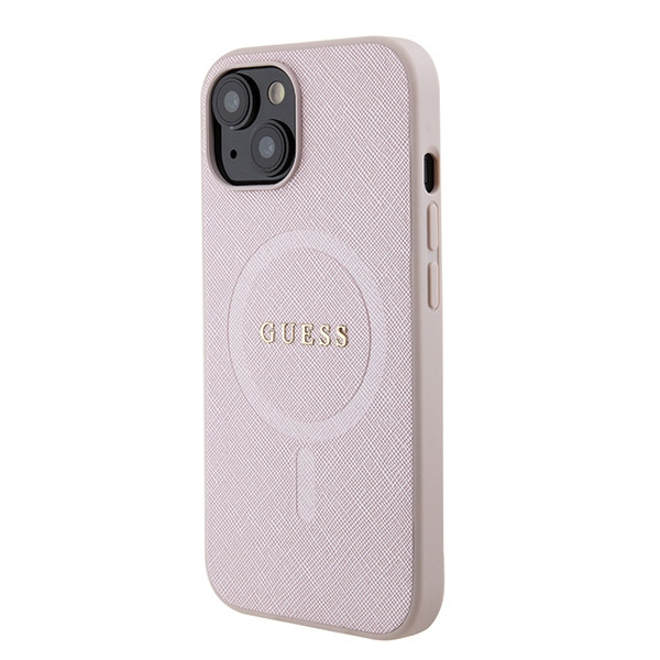 Coque Guess GUHMP15SPSAHMCP iPhone 15 6.1" rose/rose rigidecase Saffiano MagSafe Case