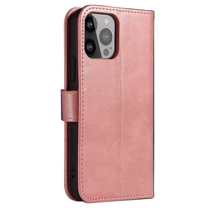 Magnet Case elegantní pouzdro kryt flipový kryt s funkcí stojánku pro iPhone 14 Pro růžový