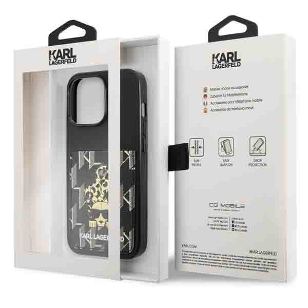 Hülle KARL LAGERFELD Apple iPhone 13 13 Pro Karlimals Kartenfach Schwarz Hartcase