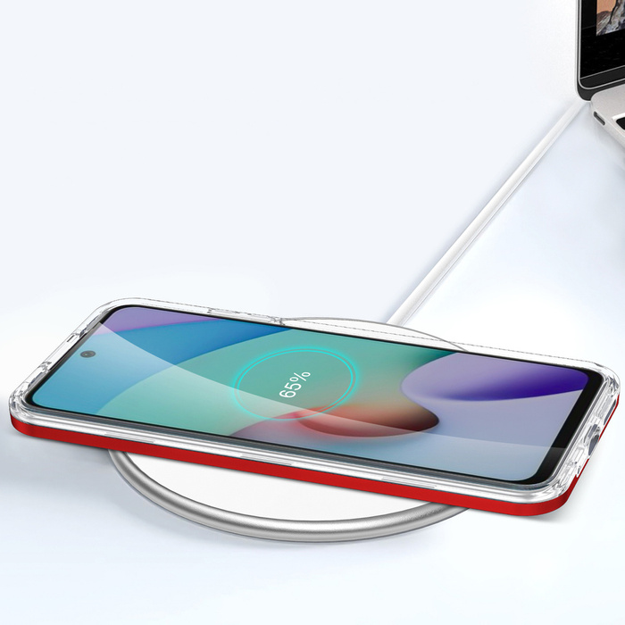 Průhledný gelový kryt 3v1 pouzdro pro Xiaomi Redmi 10 s rámečkem červený