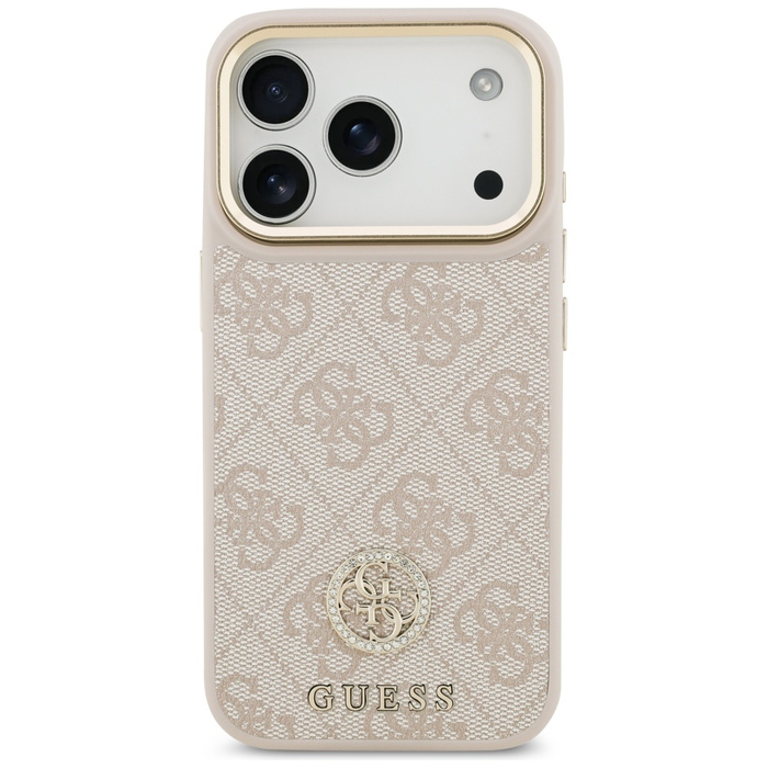 Etui Guess 4G Strass Logo & Big Strap    Metal Buttons MagSafe do iPhone 17 Pro różowy