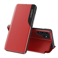 Eco Leather View Case Hülle für Samsung Galaxy S25 Ultra mit Klappe und Ständer – rot
