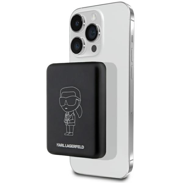 Karl Lagerfeld Induktions-Powerbank KLPBMKIOTTGK 5W 3000mAh schwarz/schwarz Ikonik MagSafe