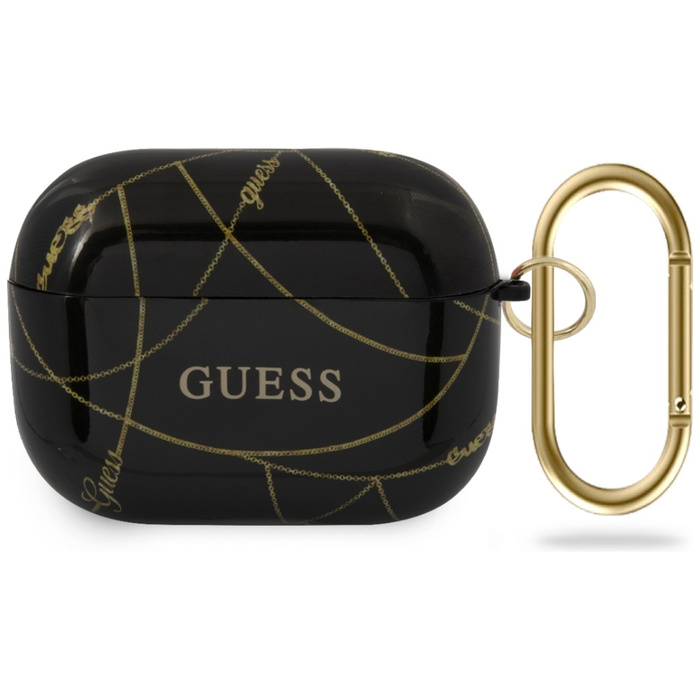 Cover GUESS Apple AirPods Pro Cover Gold Chain Collection GUACAPTPUCHBK Custodia nera