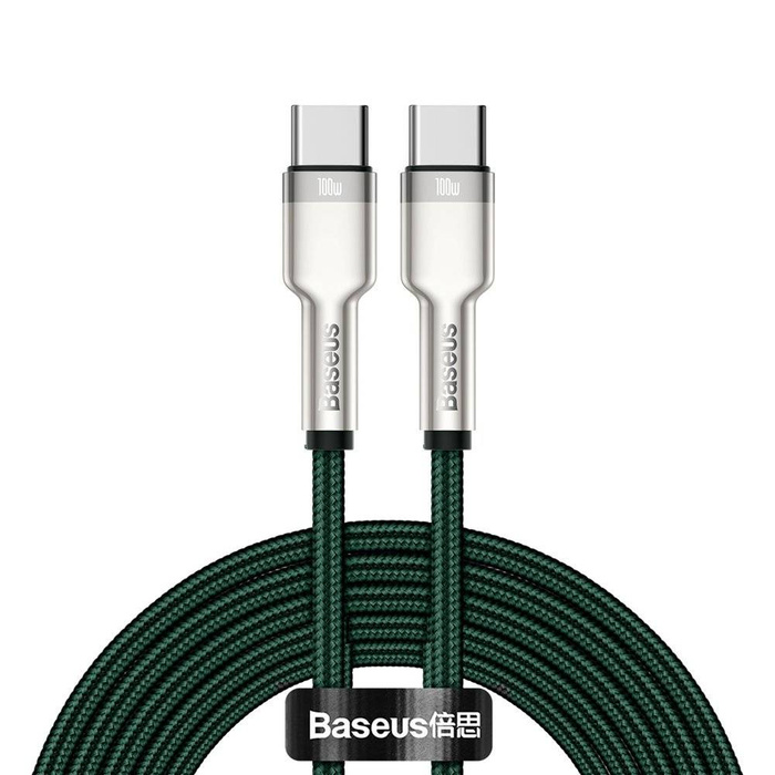 Baseus Cafule Metal Datenkabel USB Type C - USB Type C 100 W (20 V / 5 A) Power Delivery 2 m grün (CATJK-D06)