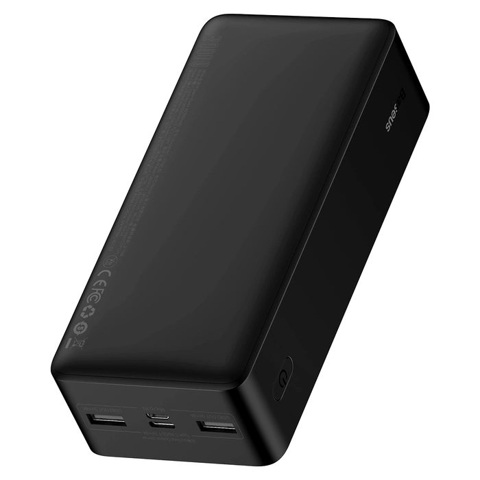 Baseus Bipow powerbank con display 30000mAh 15W negro (Overseas Edition) + cable USB-A - Micro USB 0.25m negro (PPBD050201)