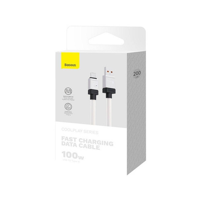 BASEUS kabel USB do Typ C CoolPlay Power Delivery 100W 2m biały CAKW000702
