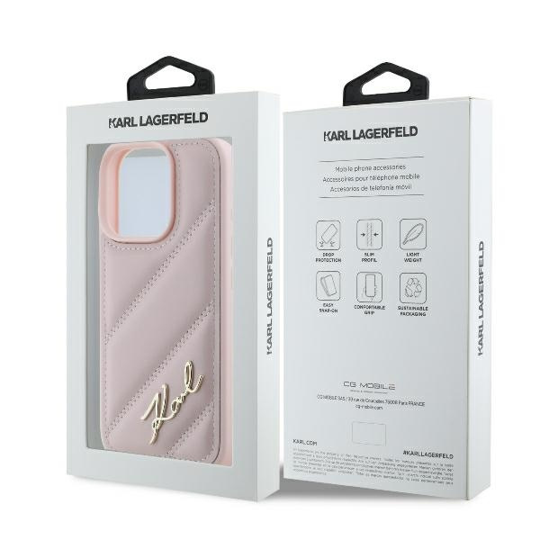Etui Karl Lagerfeld iPhone 16 Pro 6.3" różowy/pink hardcase Quilted Signature