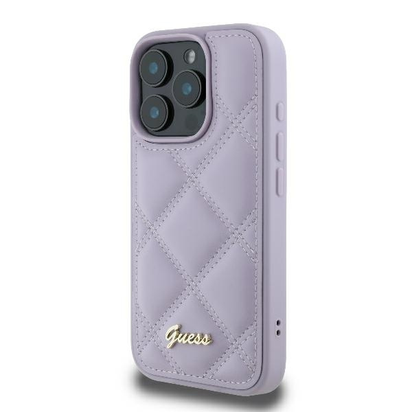 Etui Guess iPhone 16 Pro 6.3" jasnofioletowy/light purple hardcase Quilted Metal Logo