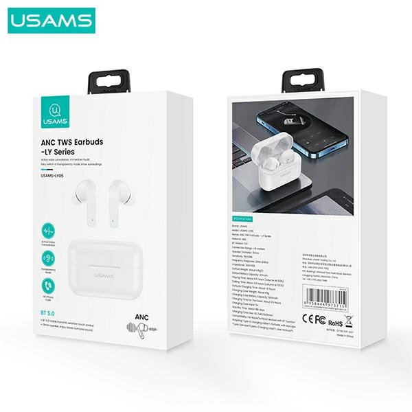 USAMS  Bluetooth 5.0 TWS LY series ANC inalámbrico blanco/blanco BHULY06