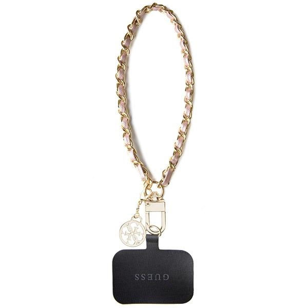 Guess GUOUCHSAMC4P Universal Hand Strap pink/pink Saffiano Chain 4G Charm