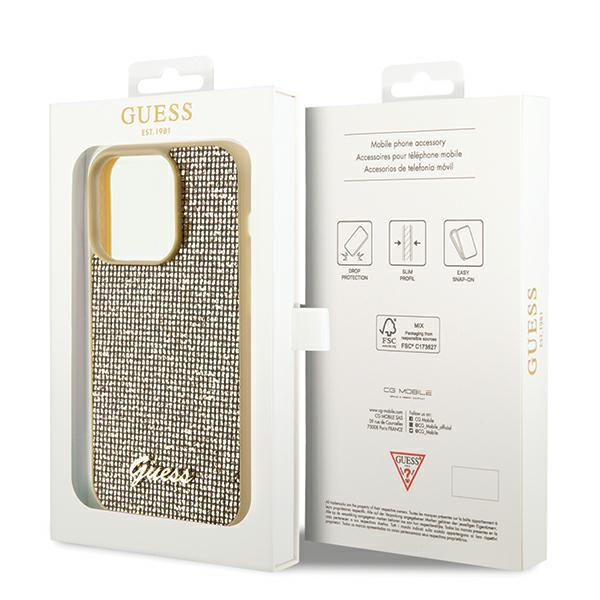 Etui Guess GUHCP14XPMSDGSD iPhone 14 Pro Max 6.7" złoty/gold hardcase Disco Metal Script Case