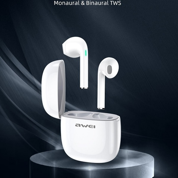 Casque Station d'accueil AWEI Bluetooth 5.0 T28 TWS Blanc