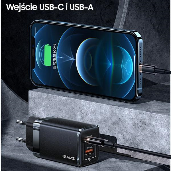 USAMS Network Charging. T41 USB-C+USB GaN 47W PD+QC (head only) Fast Charging white/white CC137TC02 (US-CC137)