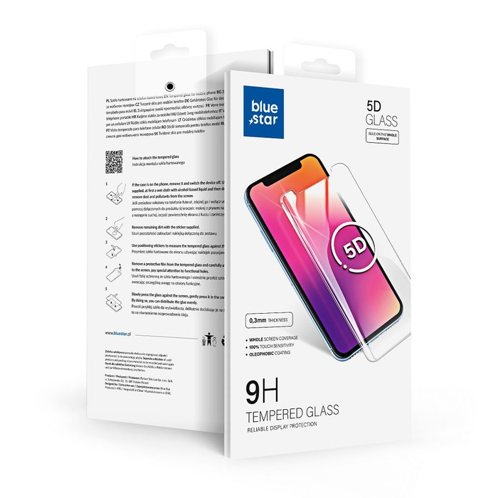 Szkło hartowane do iPhone 15 / 16 (full glue) Blue Star 5D czarne