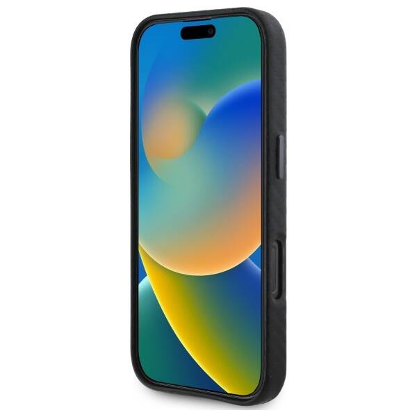 Hülle BMW iPhone 16 Pro schwarz/schwarz hartcase Carbon Wrapped Metal