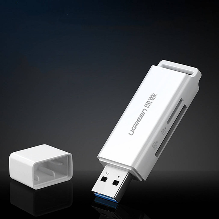 Ugreen portable TF/SD card reader for USB 3.0 white (CM104)