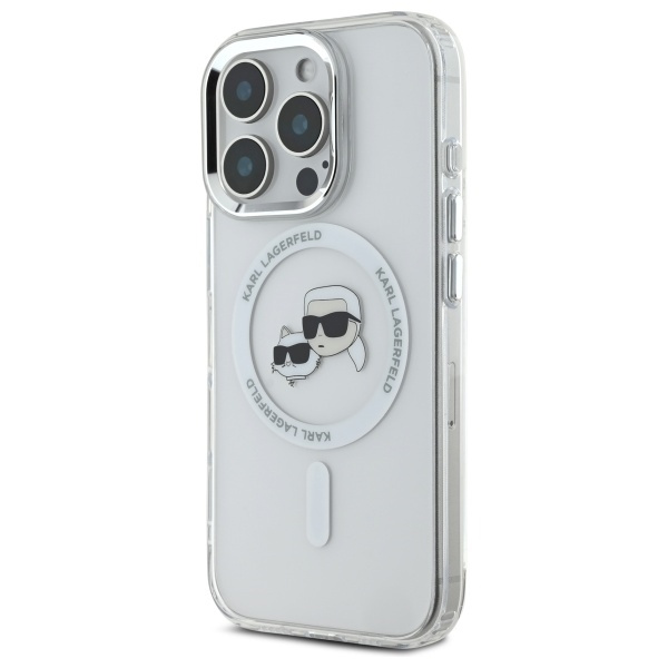 Karl Lagerfeld KLHMP16LHLSKCH iPhone Pro 6.3" biały/white hardcase IML Metal Karl&Choupette Head MagSafe