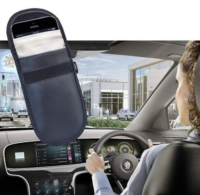 Coque boîte de Faraday anti-vol pour clés de voiture bloquant les fréquences radio 14 cm avec 10 cm noir
