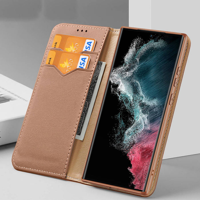 Dux Ducis Hivo Hülle Samsung Galaxy S23+ Flip Cover Wallet Stand RFID Blocking braun