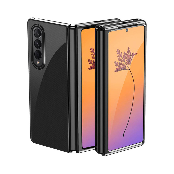 Pokovování Case obal Samsung Galaxy Z Fold 4 kryt s kovovým rámečkem černý