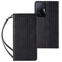 Estuche con correa magnética para Xiaomi Redmi Note 11 Pro Pouch Wallet + Mini Lanyard Pendant Black